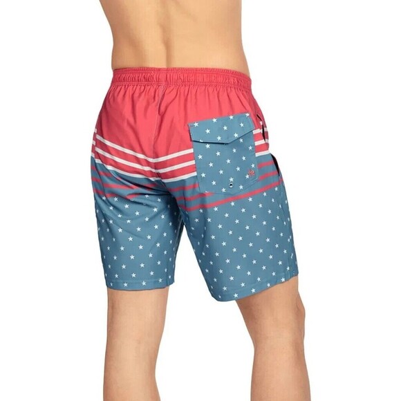 TIPSY ELVES Freedom's Calling Swim Trunks Size Large Red White Blue Liner USA 8" - Picture 4 of 13